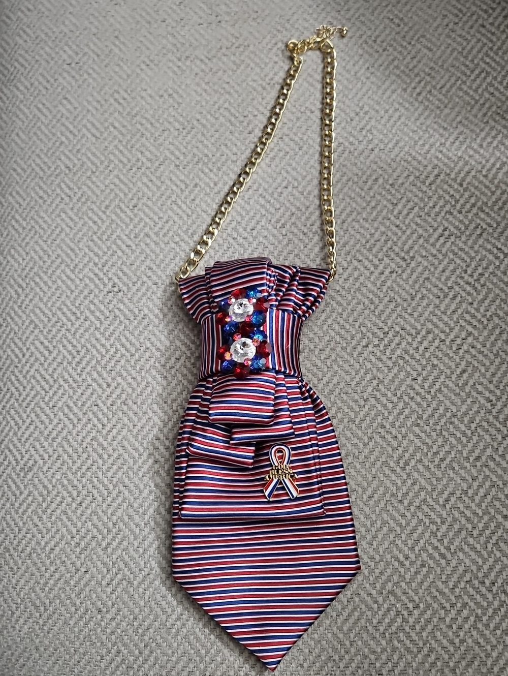 Izod Upcycled Striped Necktie Necklace